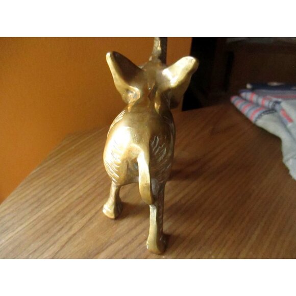 3.5" Vintage Brass Elephant Small Statue Sculpture Desk Ornament Home Decor - Picture 4 of 5